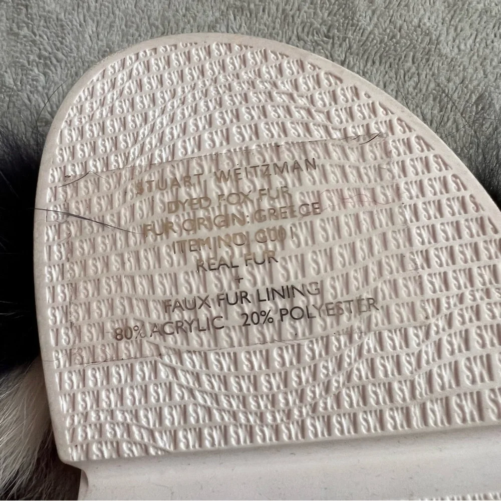 Stuart Weitzman Sublime Flat Fox Fur Leather Slide Sandal Carnival Furmania 8.5 - Picture 13 of 15